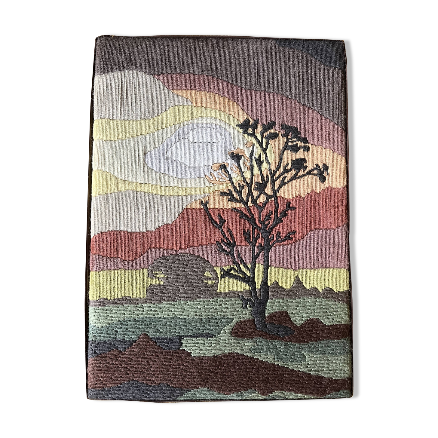 70's Tapestry Landscape Tree Silhouette