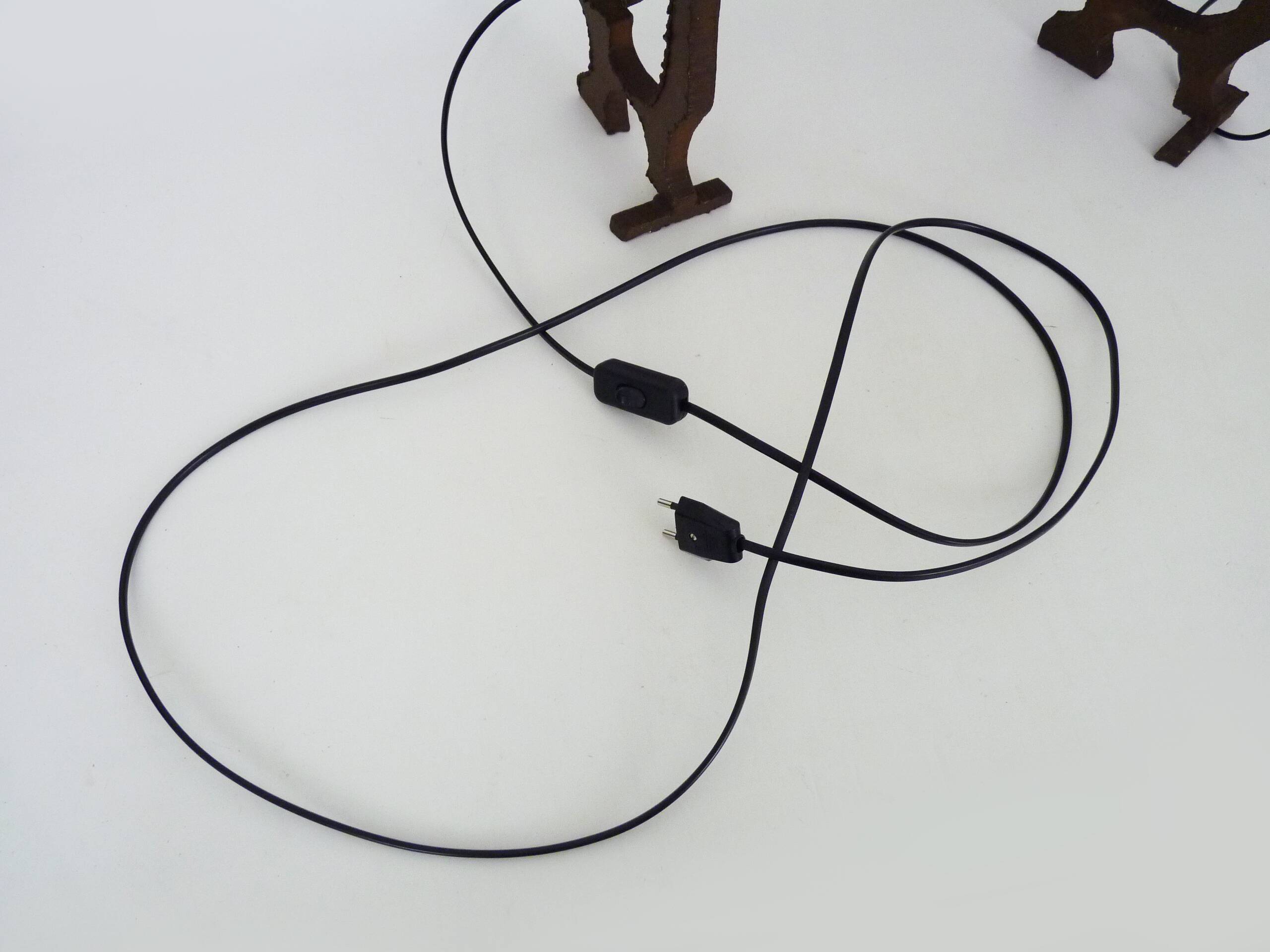 Pair of brutalist cast iron lamps, 1960s