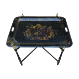 Plateau en fer peint et pied pliant table basse