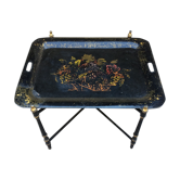 Plateau en fer peint et pied pliant table basse