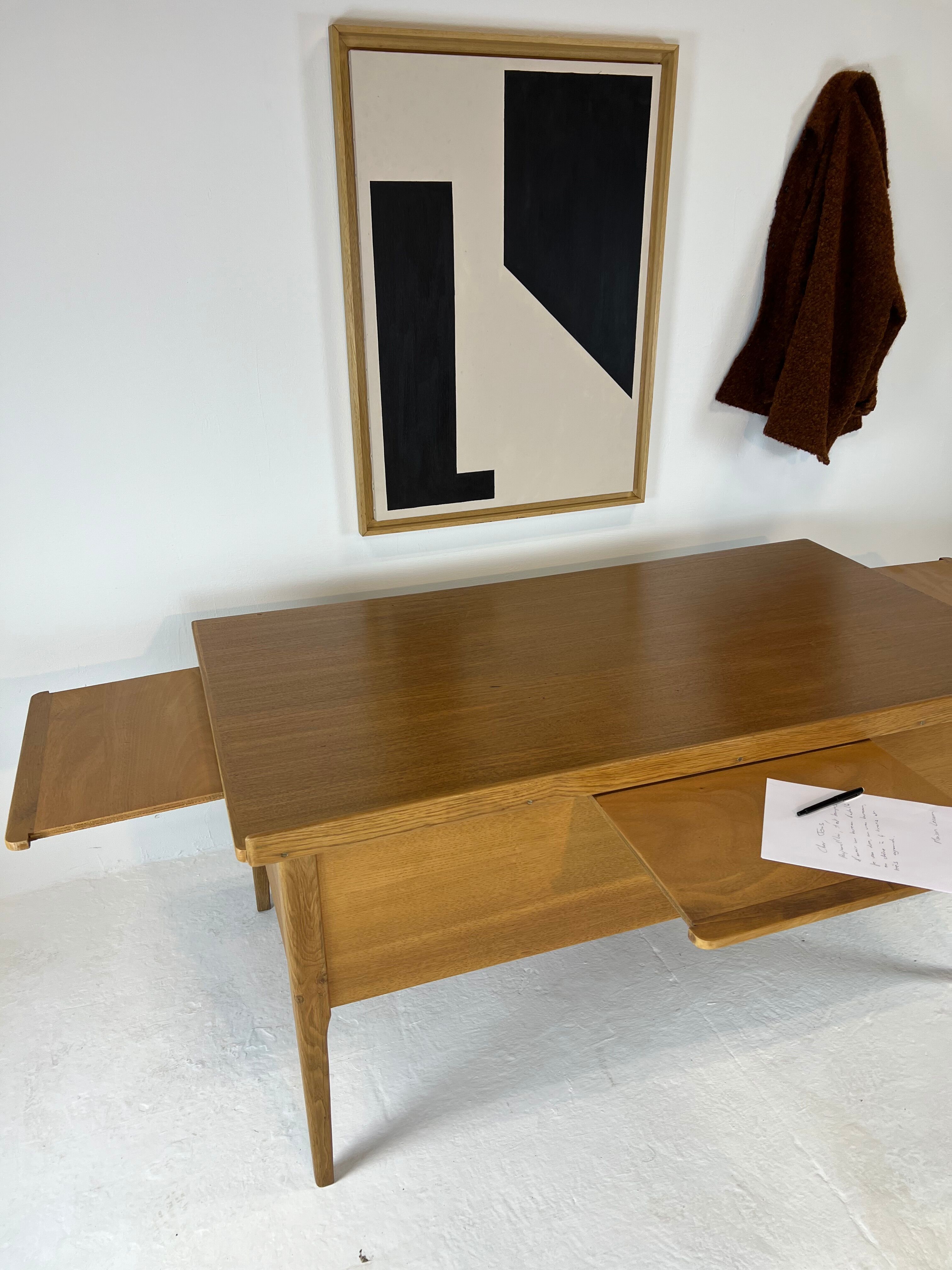 Two-sided oak desk, 50s