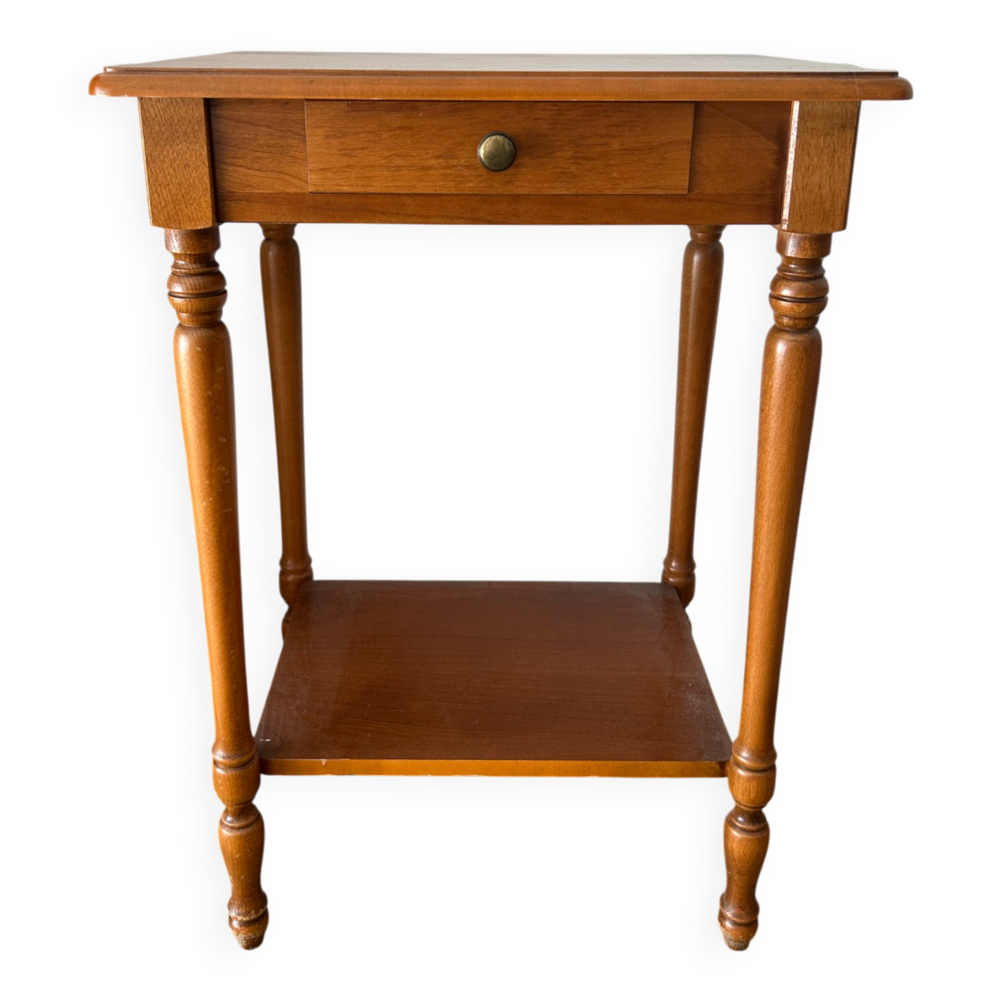 Small accent table in solid wood with a drawer.