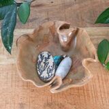 Handmade Small Ceramic Bowl, Signed Studio Pottery Piece, Folded Clay Style