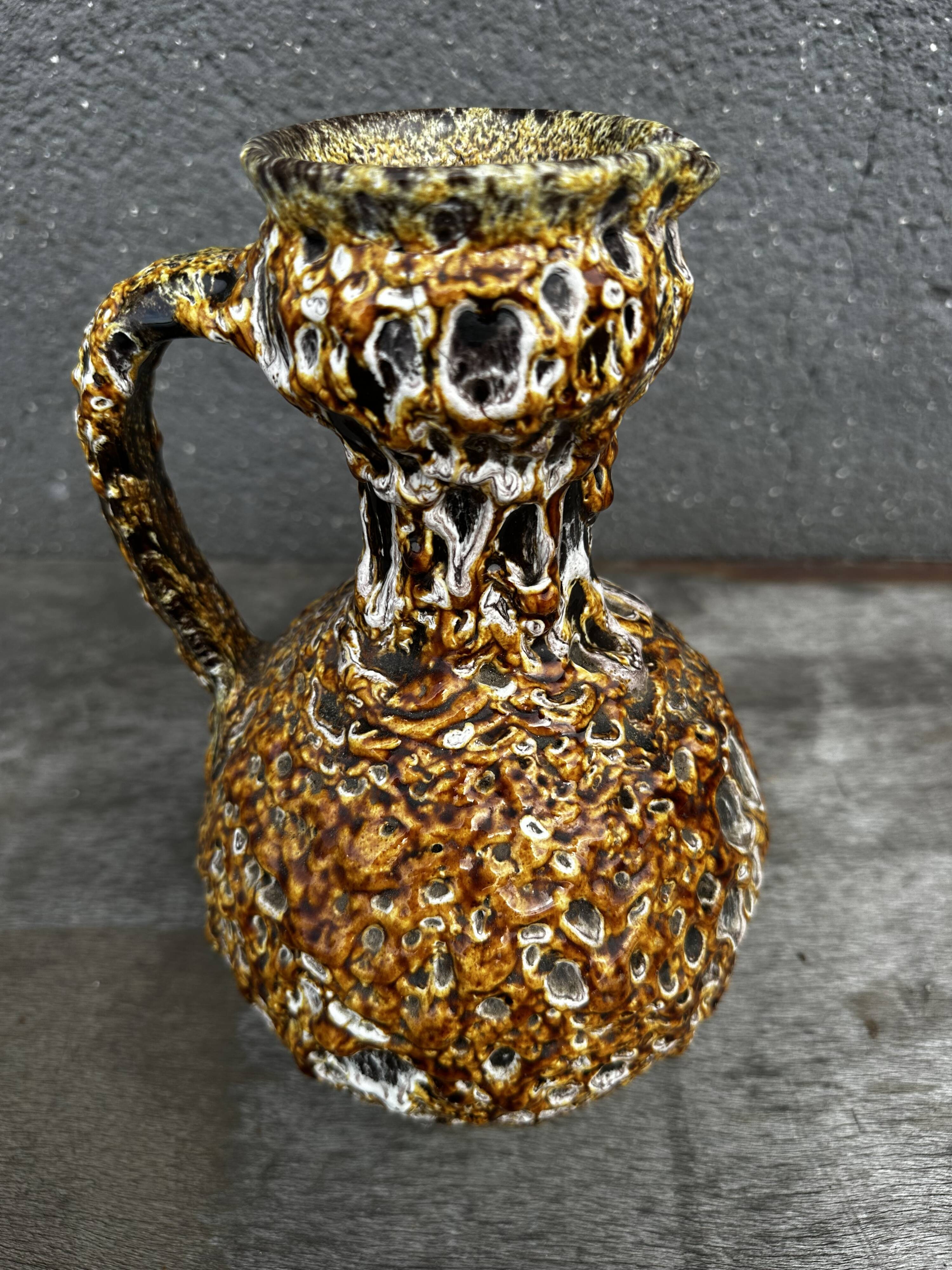 Vallauris Fat Lava or Honey Pitcher/Vase, 25 cm High - Vintage 70s