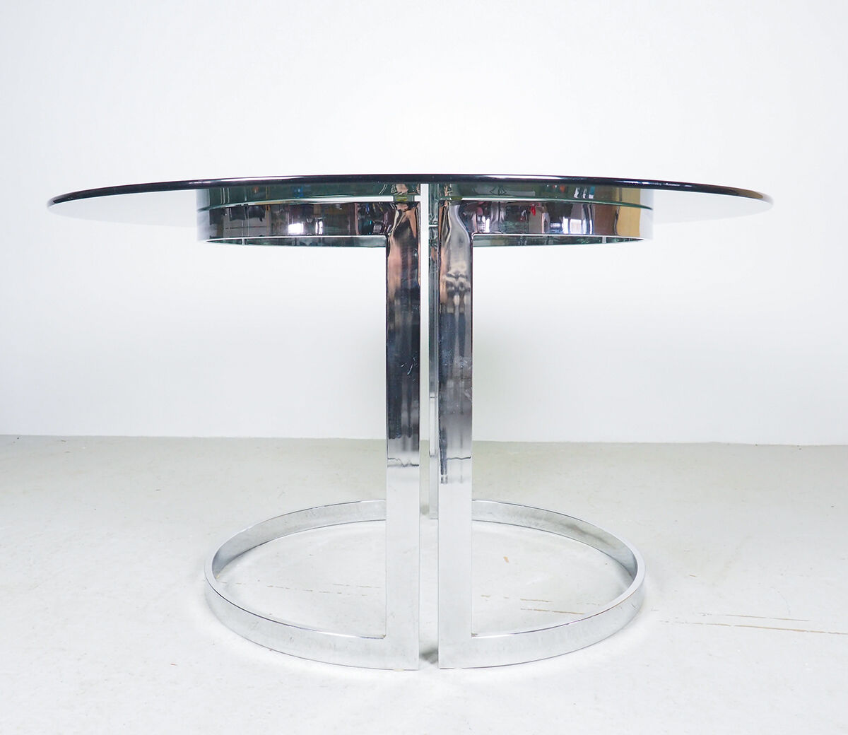 Milo Baughman chrome and smoked glass dinner table, 1970's