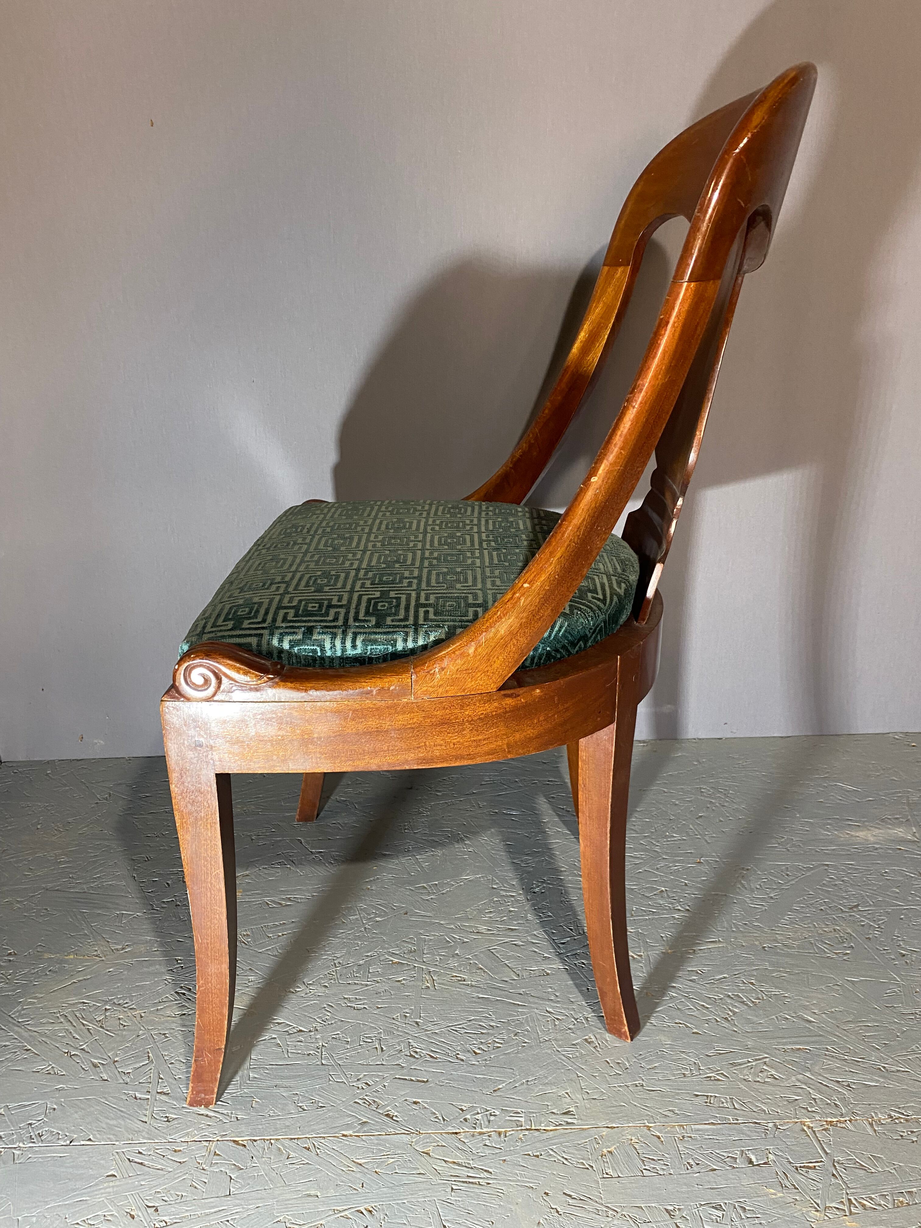 Pair of empire style gondola chair