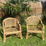 Pair of rattan armchairs