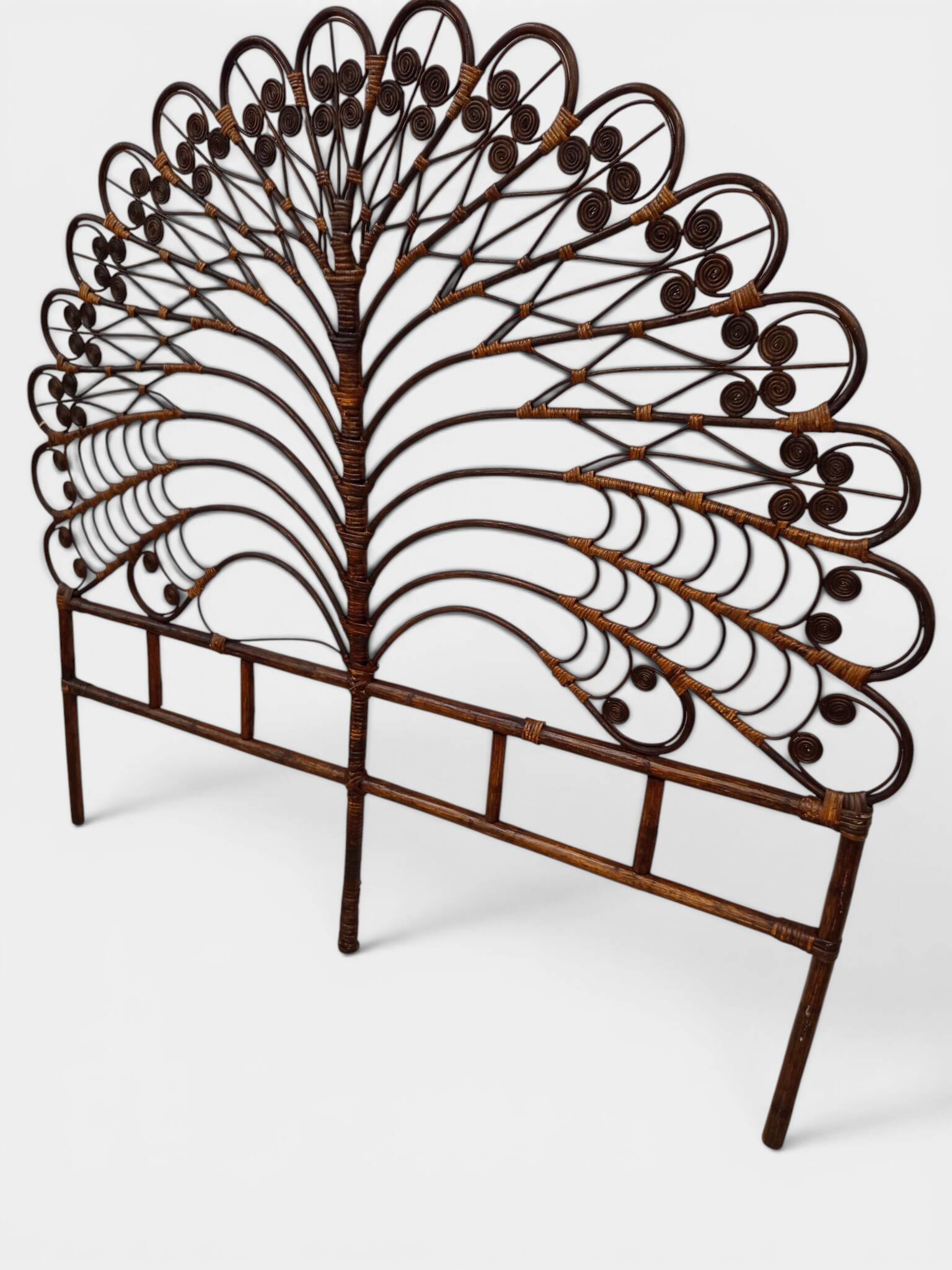 Large "Peacock" rattan headboard – Peacock model – France, 1970s