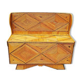 Chest bench, rattan marquetry, vintage 60's