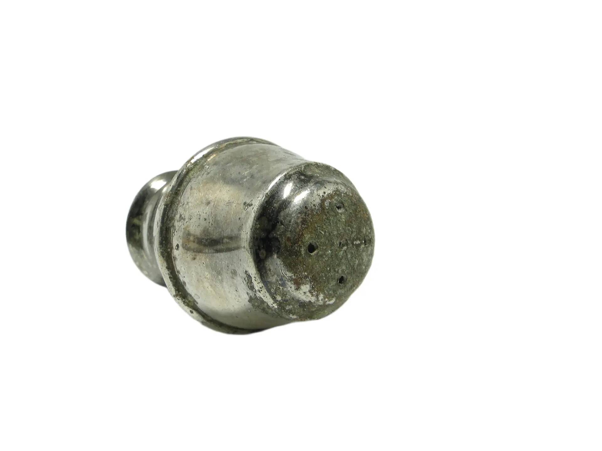 Art Deco salt shaker, silver-plated brass, Belgium, 1930s.