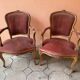 Pair of louis xv style bergeres armchairs with pink velvet armrests