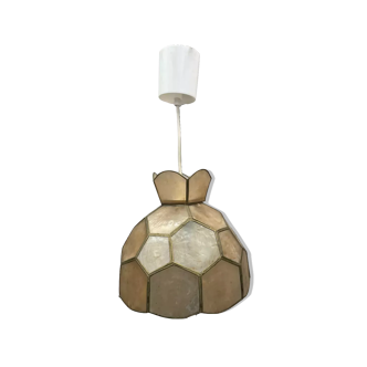 Suspension vintage en nacre et laiton