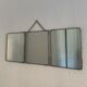 Miroir vintage 1930 triptyque de barbier Art Déco tissu - 31 x 77 cm