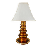 Metallic Amber Glass Table Lamp by Gustav Leek for Orrefors, 1960s