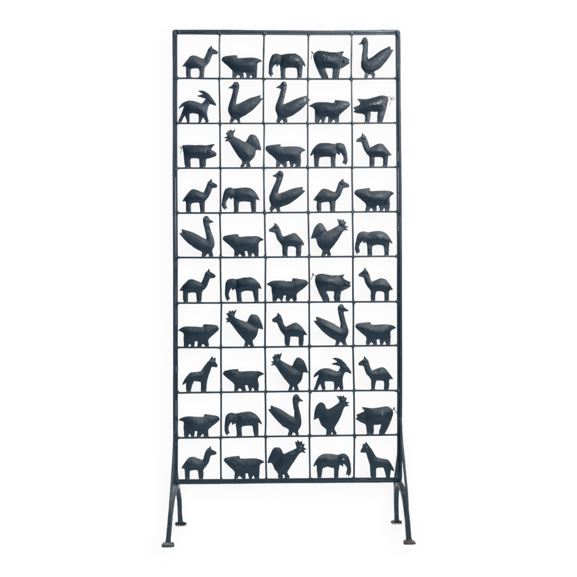 (aft) Atelier des Marolles Touret screen roomdivider wrought iron animals