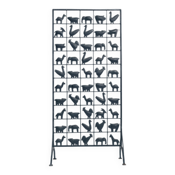 (aft) Atelier des Marolles Touret screen roomdivider wrought iron animals