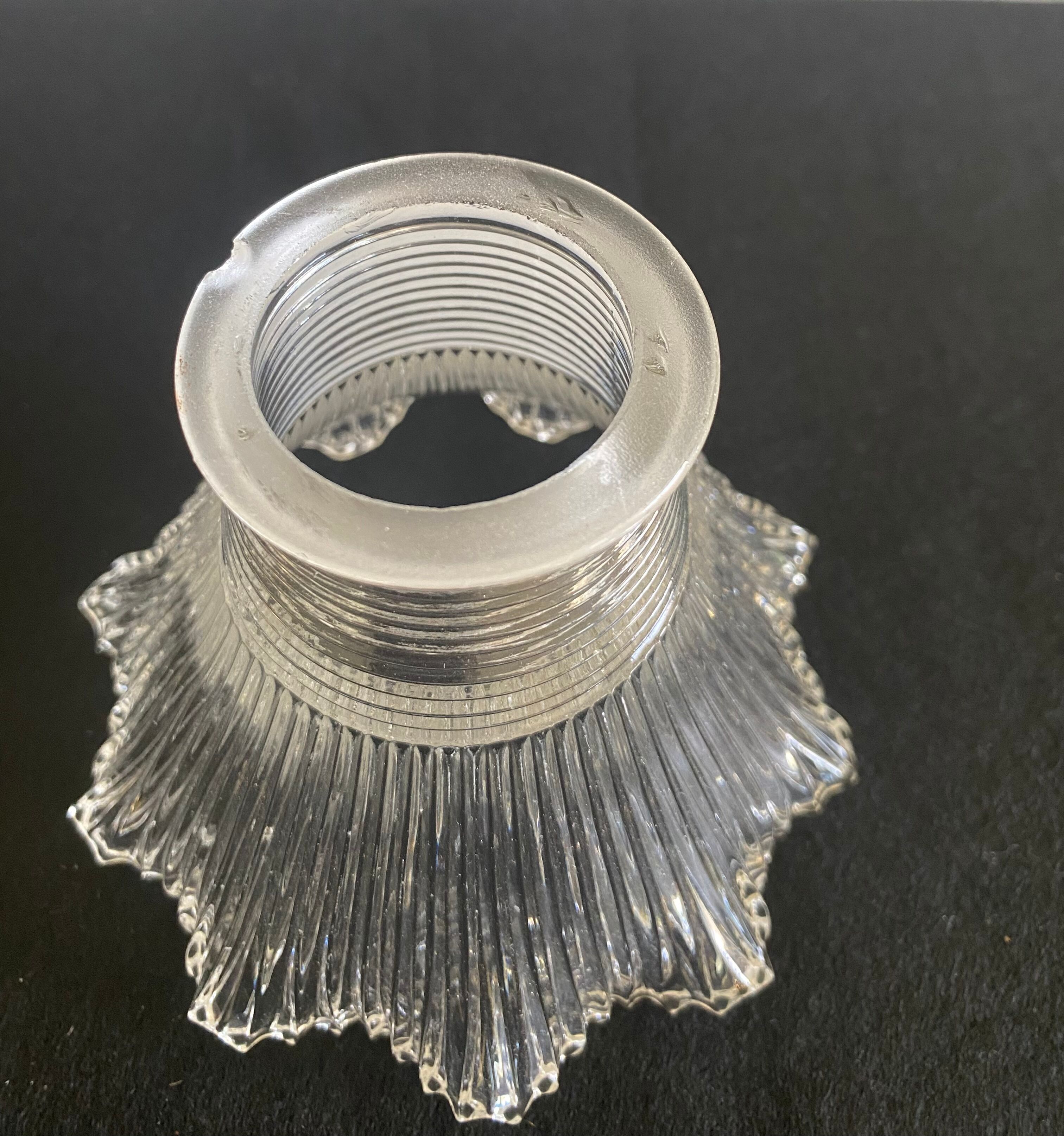 Baladeuse suspension verre strié, 2m câble tissu