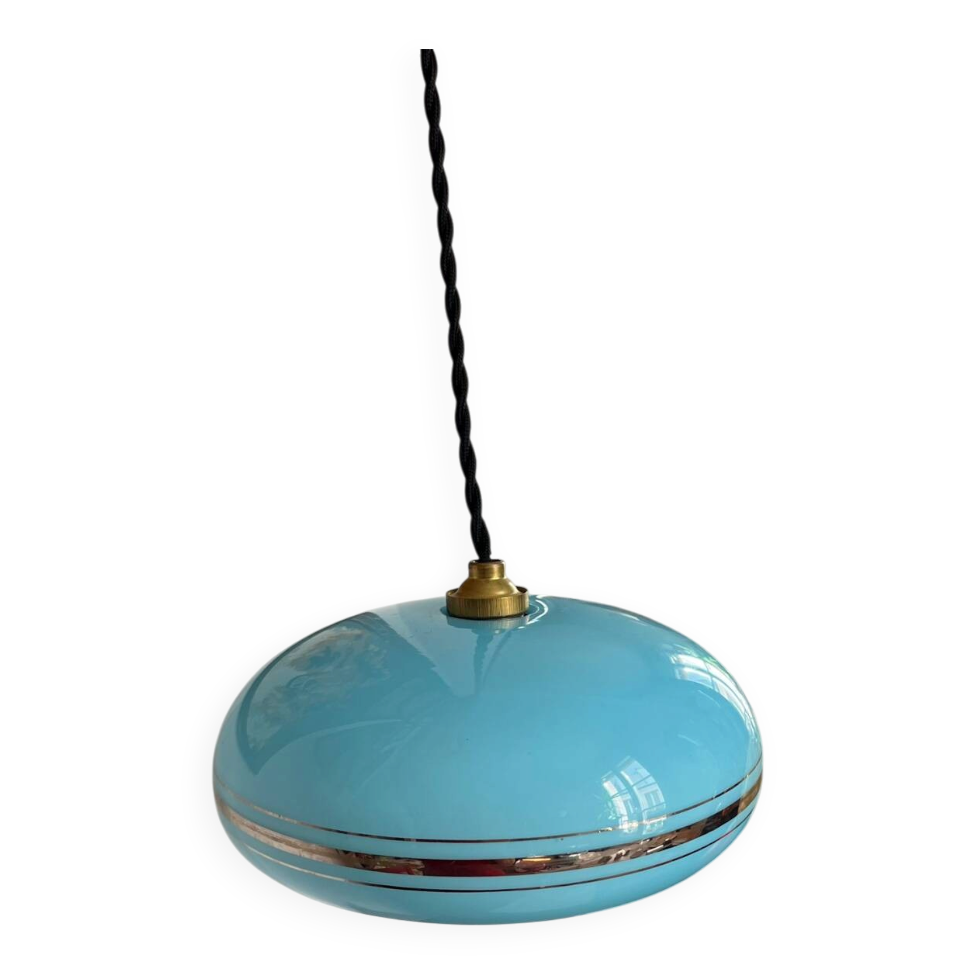 Blue opaline bowl with silver trim