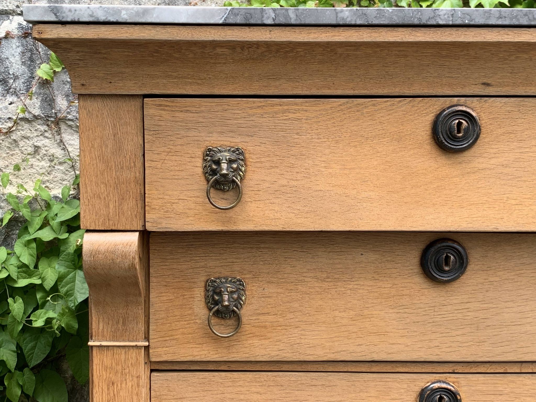 High Empire chest of drawers in solid raw oak