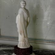 Alabaster sculpture, lady with a mask in the antique style, 19th century