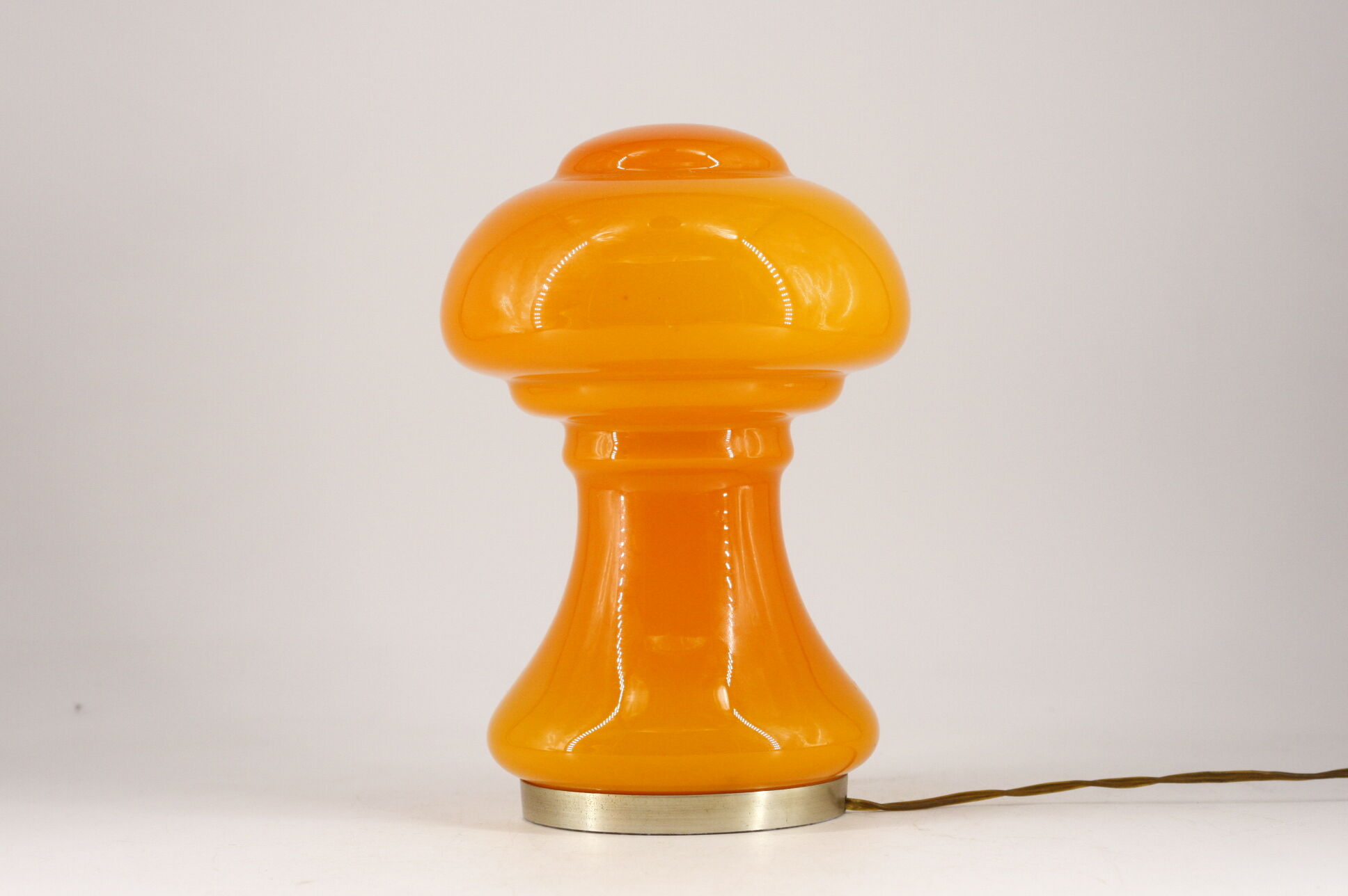 2 table lamp mushroom glass orange France 60s.