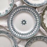 6 mismatched Saint Amand ironstone flat plates