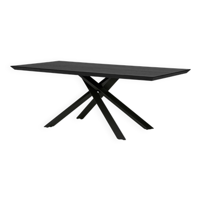 Table à manger style industrielle en bois et métal noir