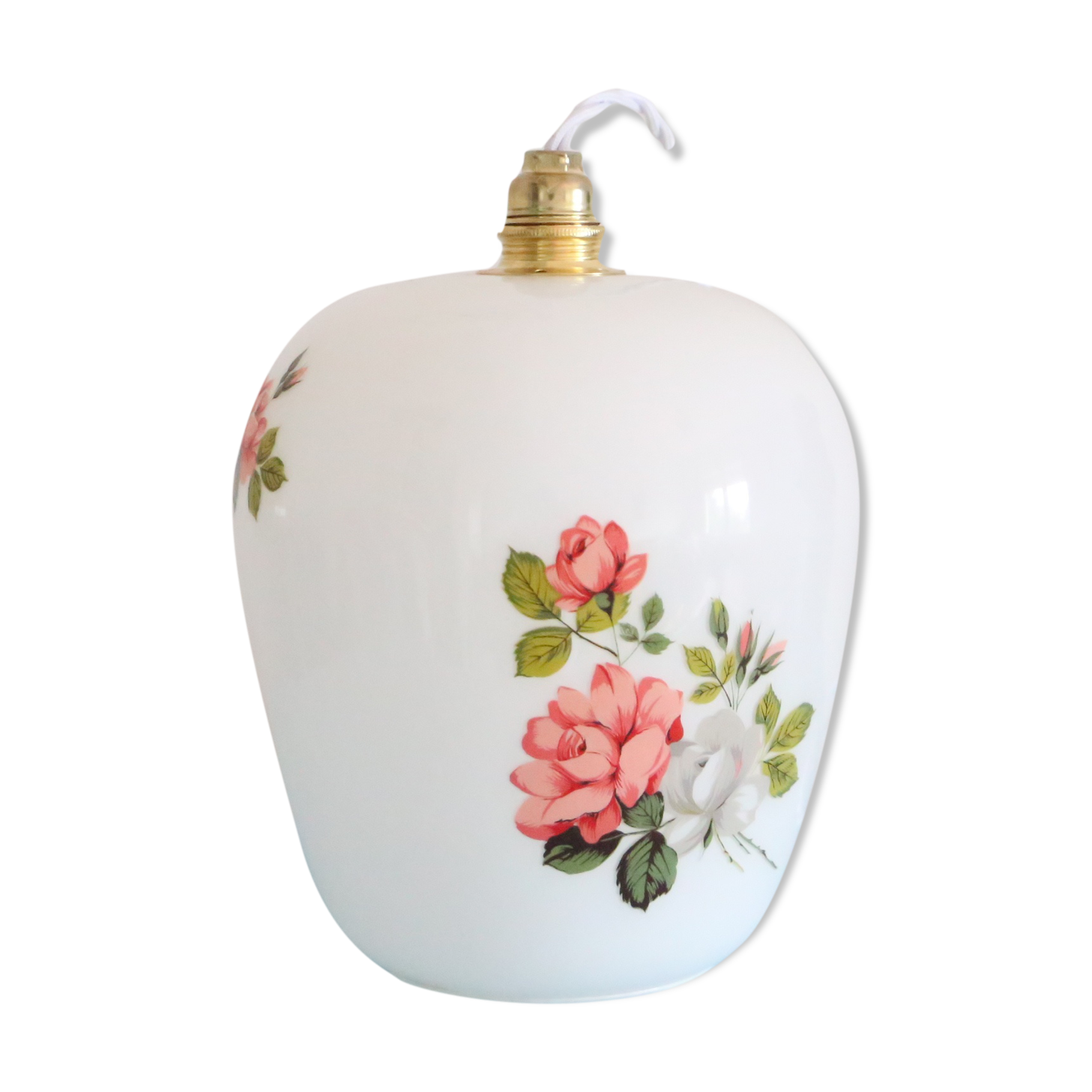 Opaline hanging decorated with roses, 60s, vintage