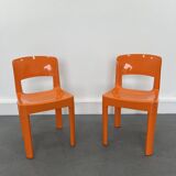 Set of 2 vintage Allibert chairs in orange plastic, France 1970s