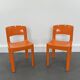 Ensemble de 2 chaises vintage Allibert en plastique orange, France 1970
