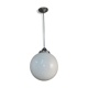 Hanging lamp in chrome, large opal glass globe