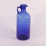 Antique handblown cobalt blue pitcher bottle, ca 1900.
