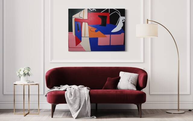 Large original abstract "Blue Chaos" 130x97 cm