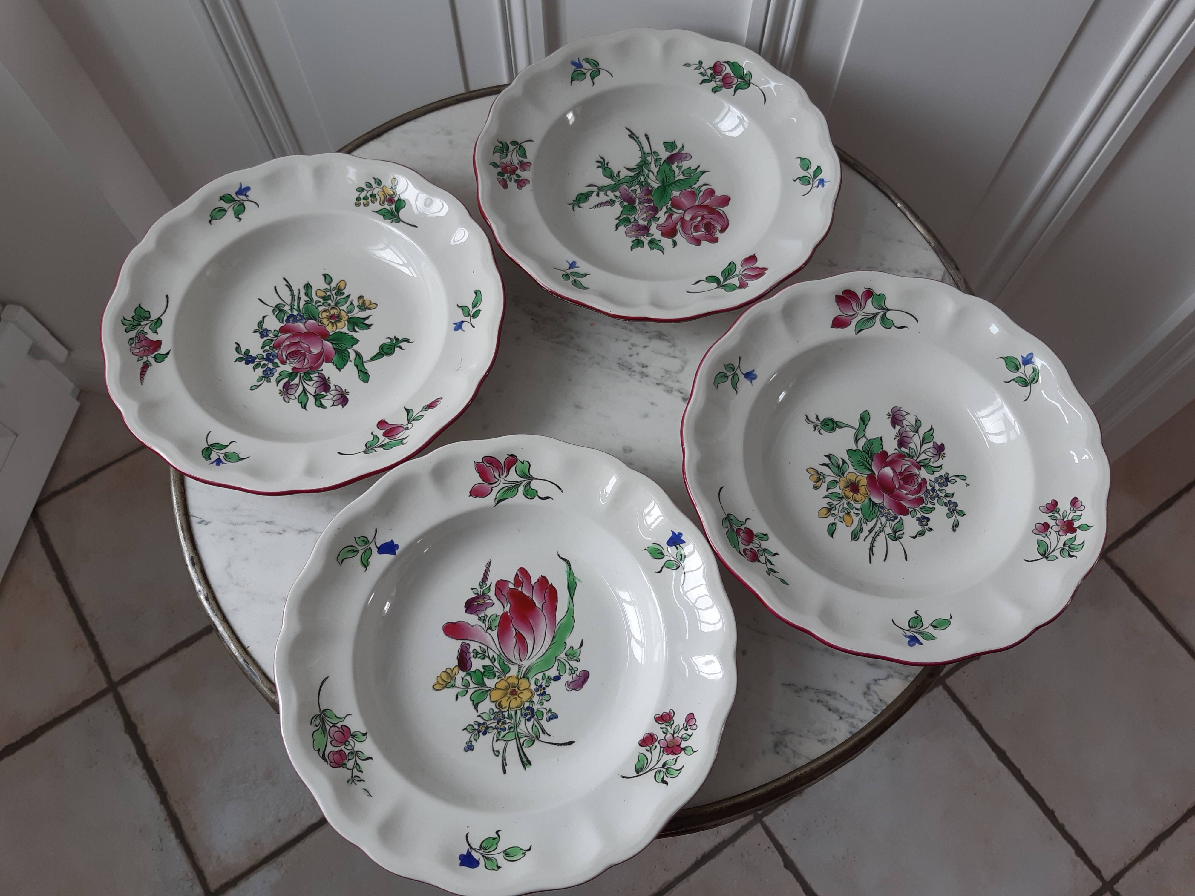 Lot de 4 assiettes creuses Luneville