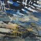 Large watercolor from the early 20th century, signed landscape of a wooded river bank
