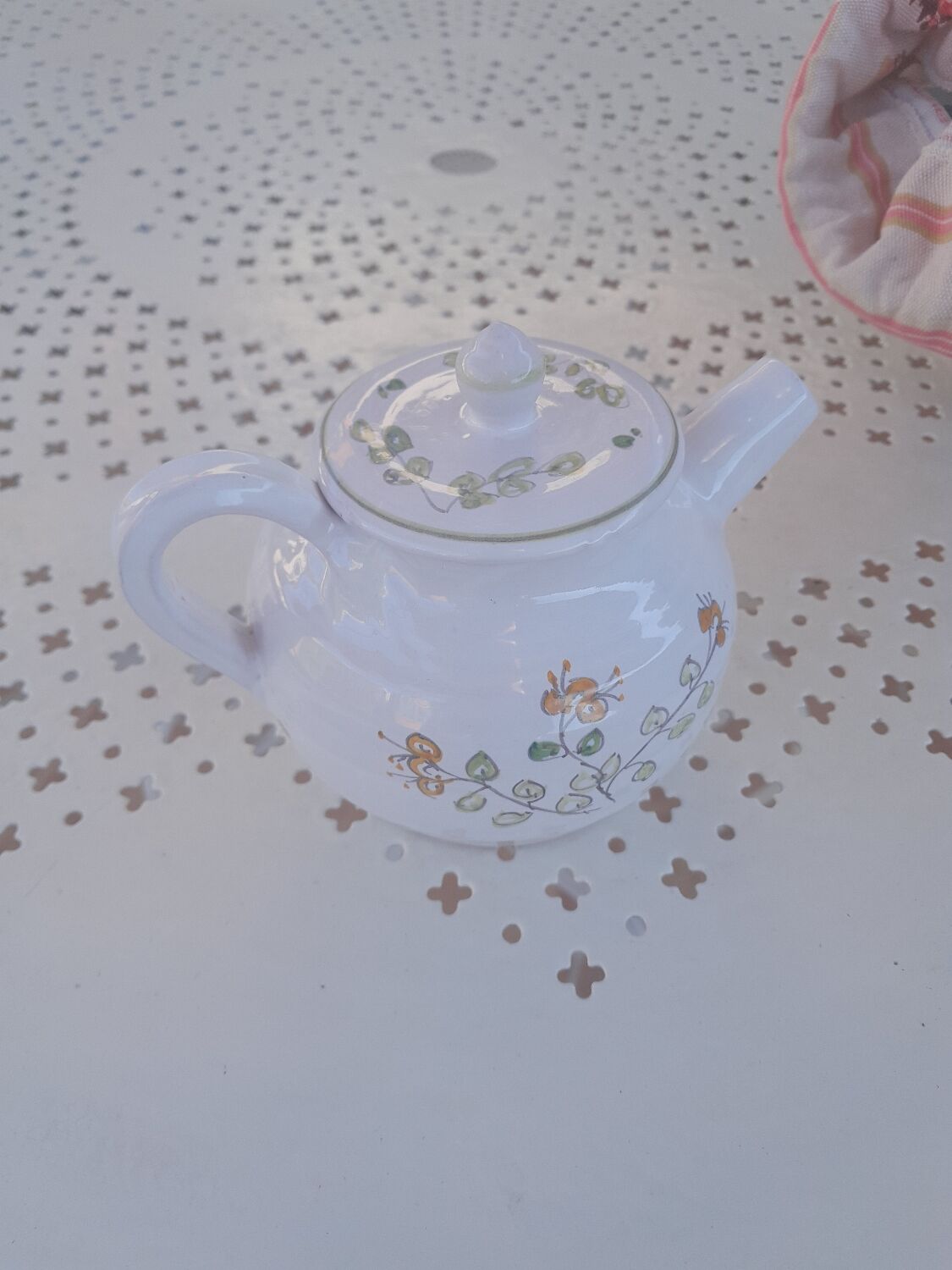 Artisanal glazed terracotta teapot