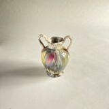 Vintage vase with flaming ceramic handles