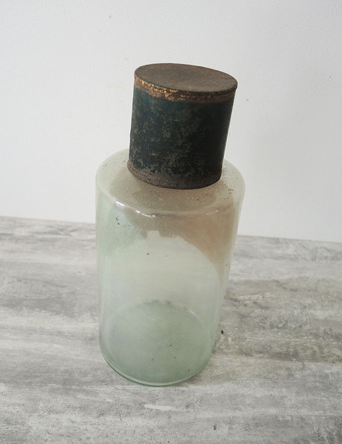 Old pharmacy jar, apothecary bottle acetas cupricus