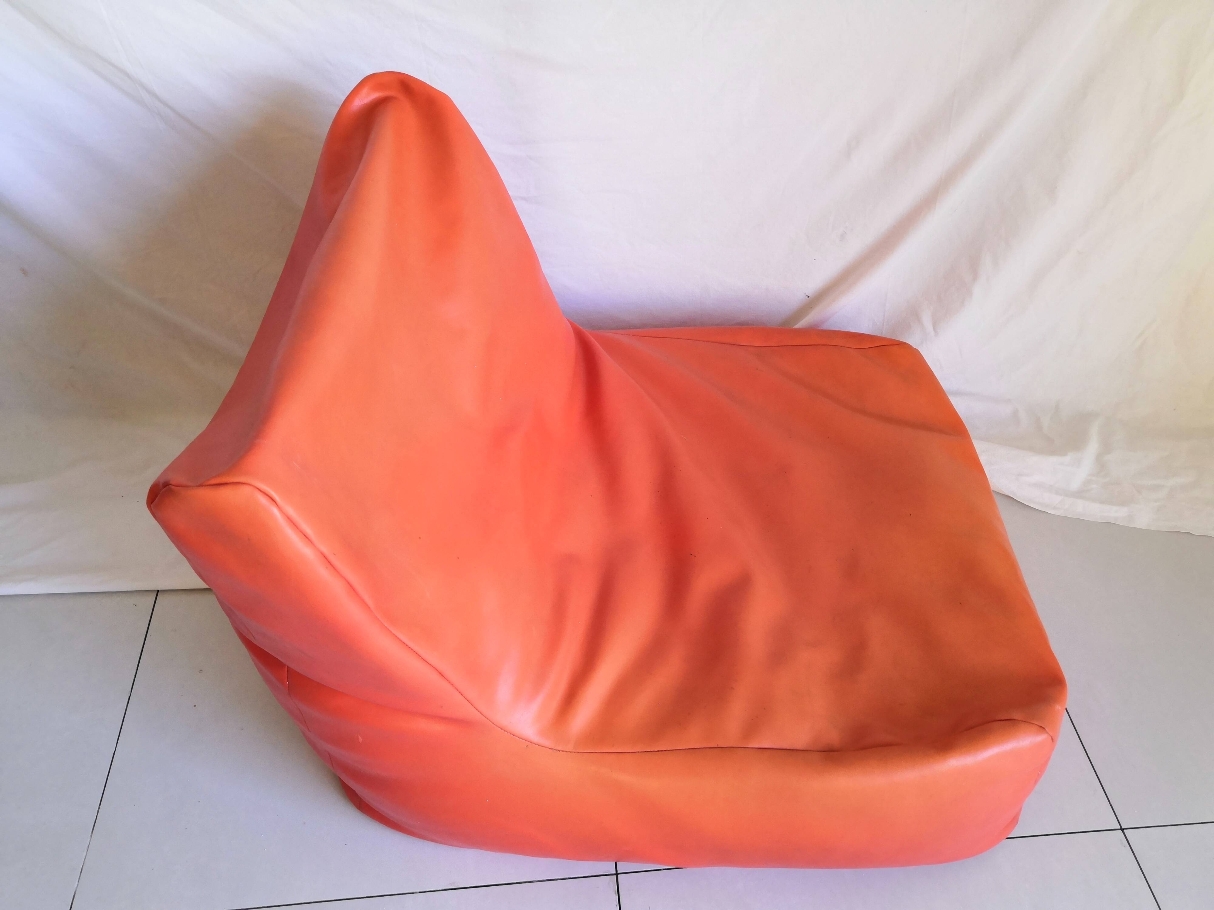 Armchair skaï orange 70s vintage