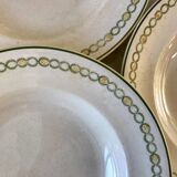 lot of 6 green and orange Longwy Iron Earth hollows from the beginning of the 19th century