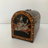 Persian indian box painted wooden hand late 19 th ethnic jewelry box