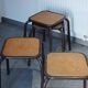 4 vintage industrial Mullca stools, workshop, school