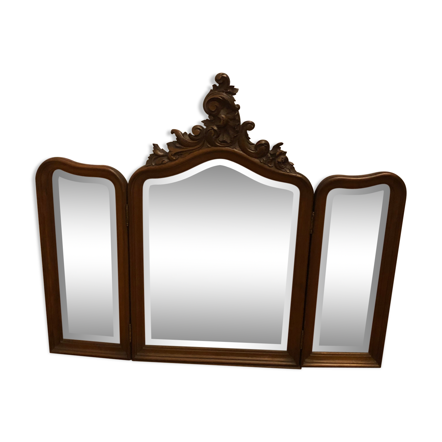 Carved wooden triptych mirror 80x68cm