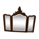Carved wooden triptych mirror 80x68cm