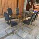 Chaises et table de salle à manger italiennes vintage en laiton, années 1970, lot de 7