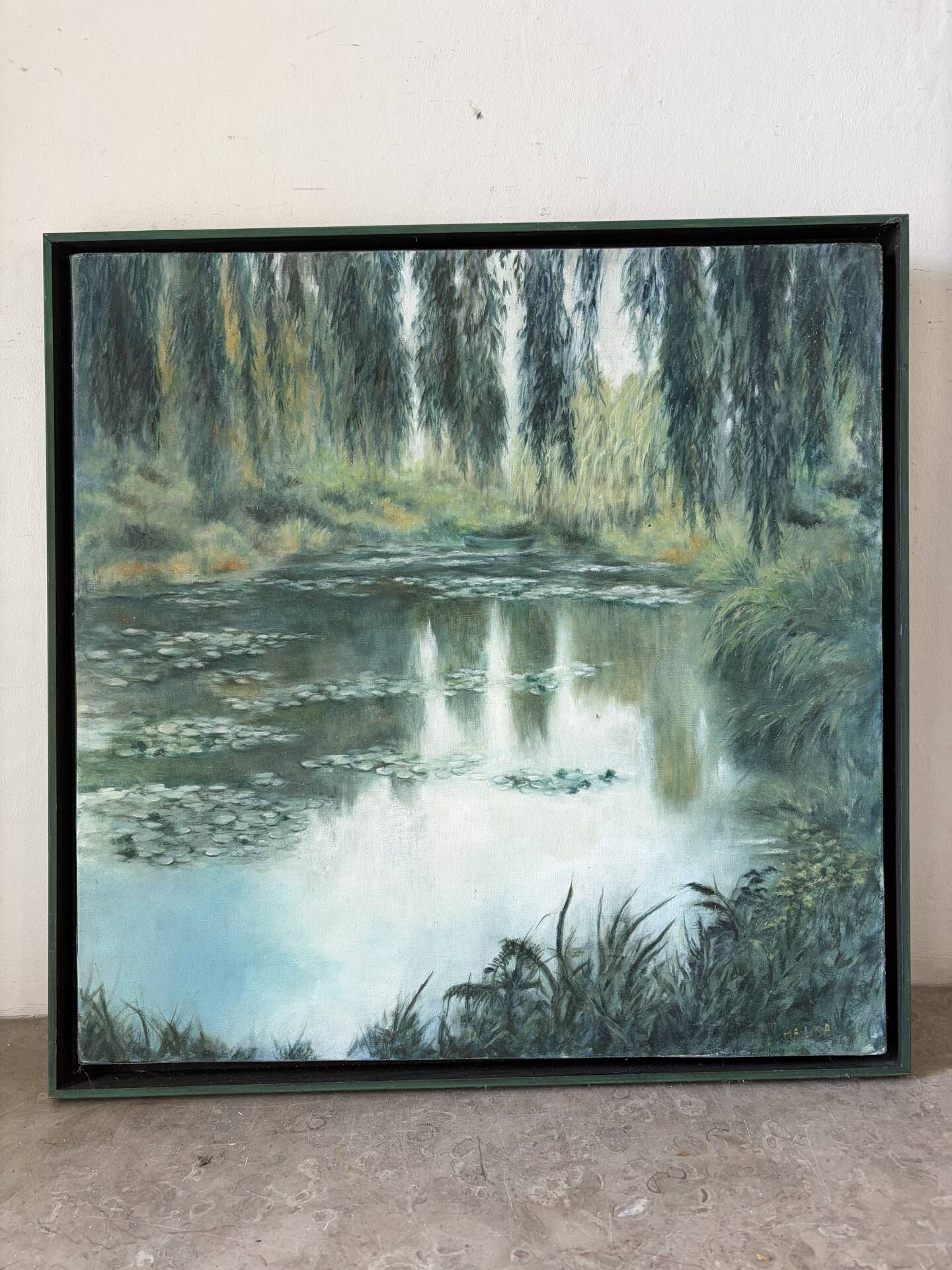 Huile sur toile "Lac aux nénuphars" signée
