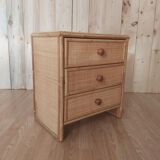 Bedhead and rattan nightstand