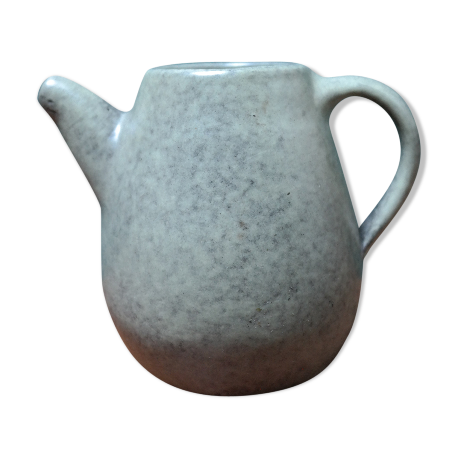 Small ceramic pitcher enamelled pale green, signed Max Idlas