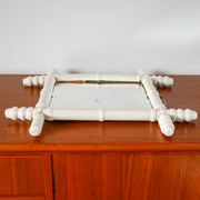 Miroir de barbier en bois effet bambou blanc 46 x 31 cm