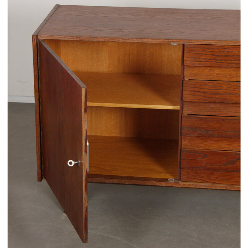 Vintage stained oak chest of drawers model U-458 by Jiri Jiroutek, 1960